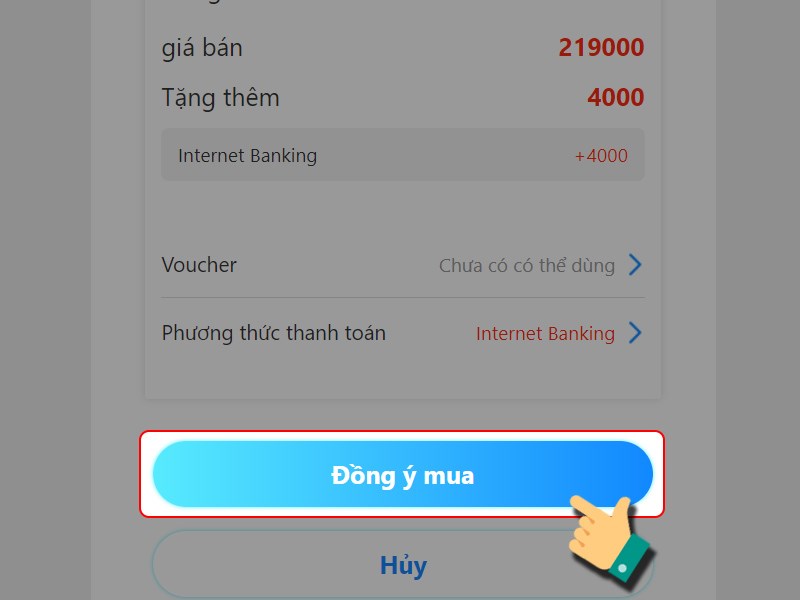 Nhấn đồng ý mua