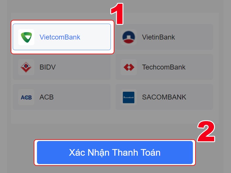 Chọn ngân hàng bạn sử dụng