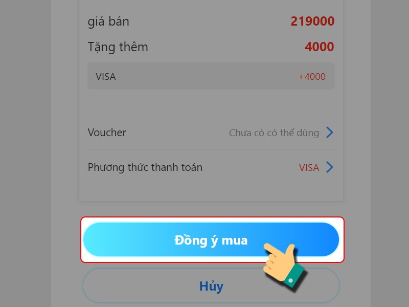 Nhấn đồng ý mua