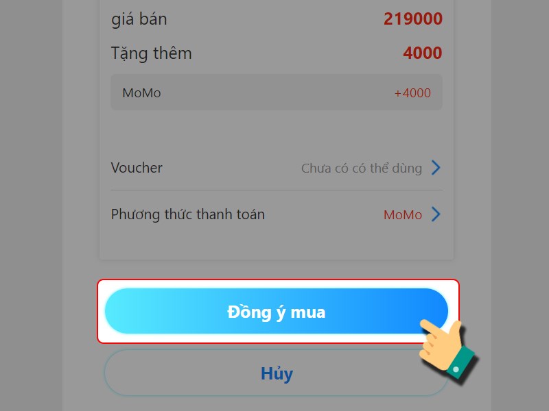 Nhấn Đồng ý mua