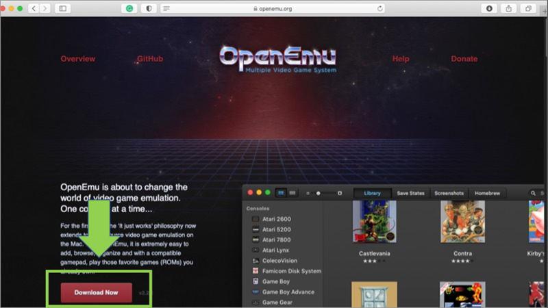 Truy cập trang web để tải về phần mềm OpenEmu
