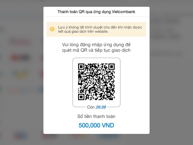Mở ứng dụng ng&acirc;n h&agrave;ng của bạn v&agrave; qu&eacute;t m&atilde; QRcode n&agrave;y