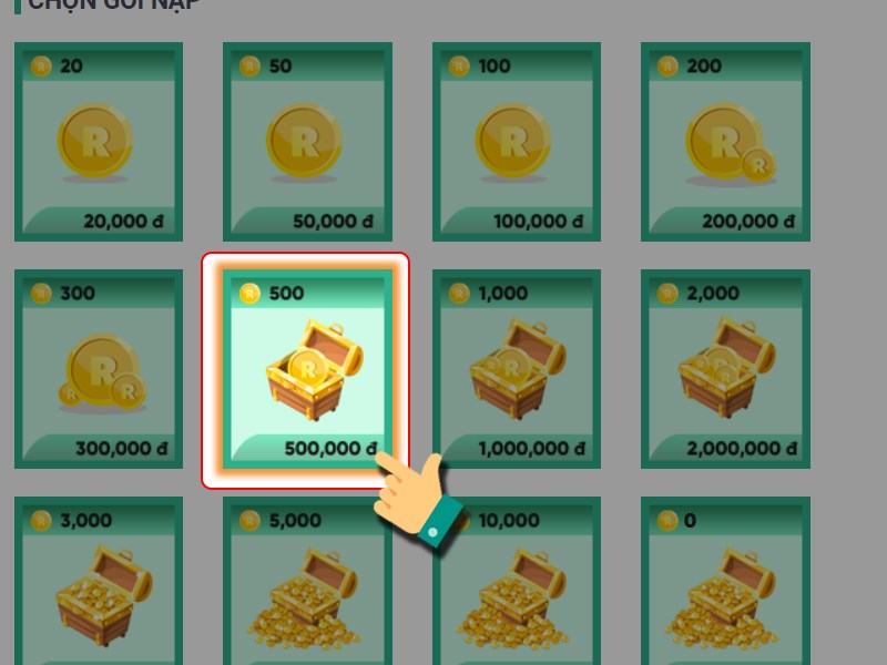 Chọn g&oacute;i nạp