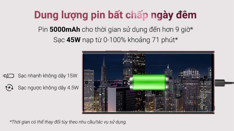 Dung lượng pin bất chấp ng&agrave;y đ&ecirc;m