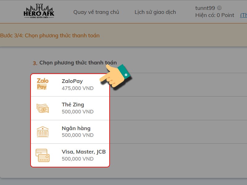 Chọn phương thức