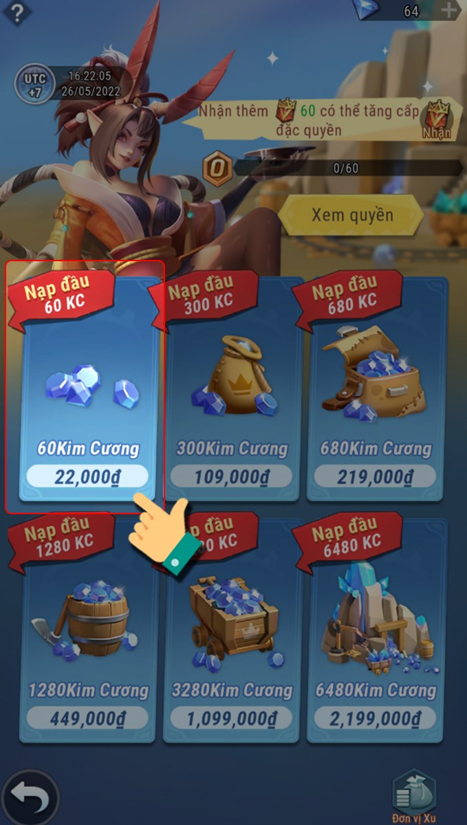 Chọn gói nạp