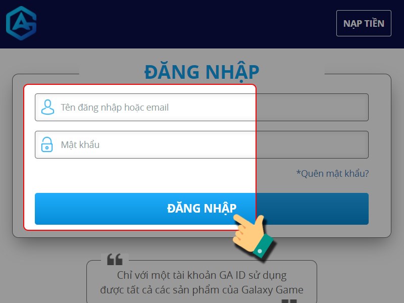 Đăng nhập tài khoản