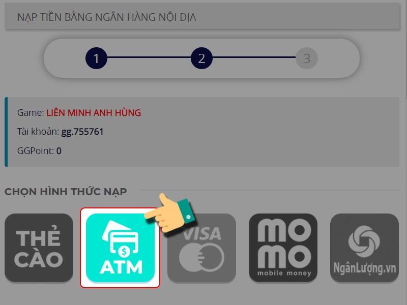 Chọn phương thức nạp
