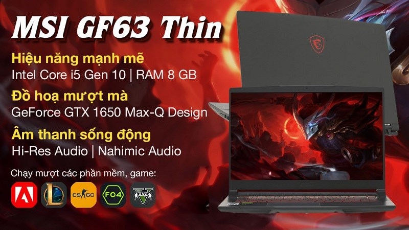  MSI Gaming GF63 Thin 10SC i5 10500H (805VN)