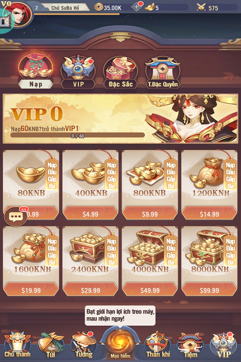 Chọn hạn mức thẻ bạn muốn nạp v&agrave;o game