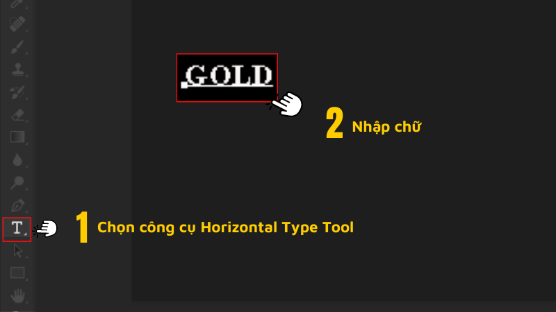 Chọn công cụ Horizontal Type Tool, nhập chữ