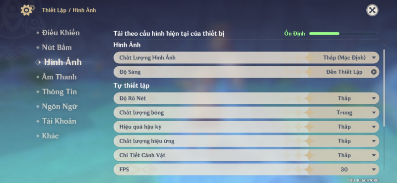 Thiết lập trong Genshin Impact