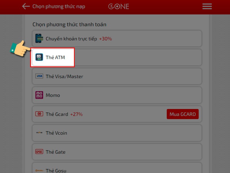 Chọn hình thức thanh toán