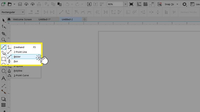 chọn nút Freehand tool chọn nút Freehand tool