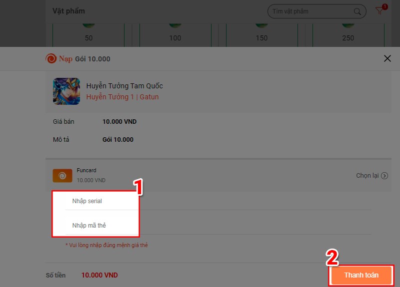 Điền th&ocirc;ng tin thẻ