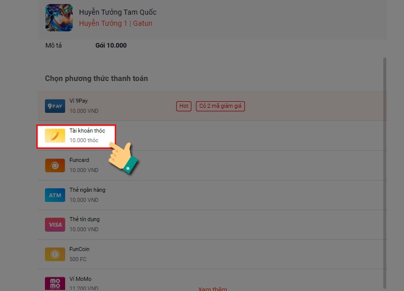 Chọn phương thức