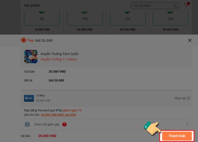 Nhấn thanh to&aacute;n