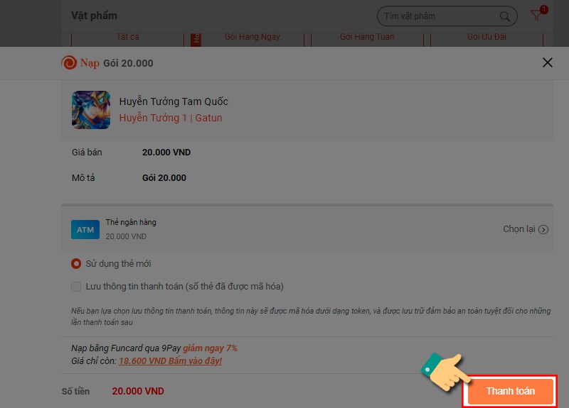 Chọn thanh to&aacute;n