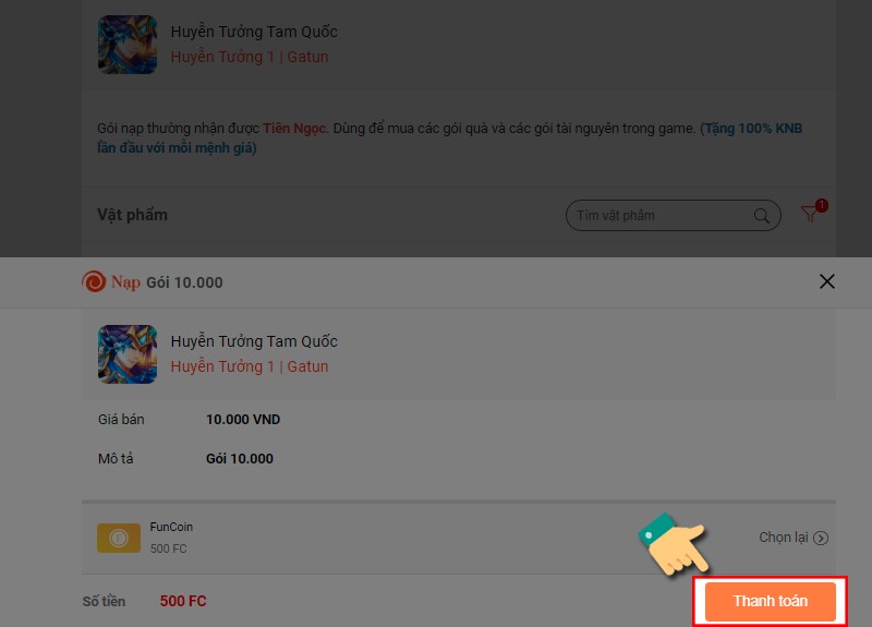 Tiếp tục nhấn thanh to&aacute;n