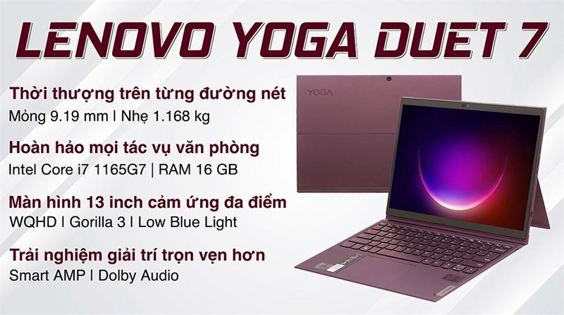 Laptop Lenovo Yoga Duet 7 là một trong các laptop có diện mạo 