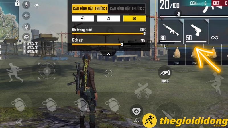 Chỉnh k&iacute;ch cỡ bảng vũ kh&iacute;