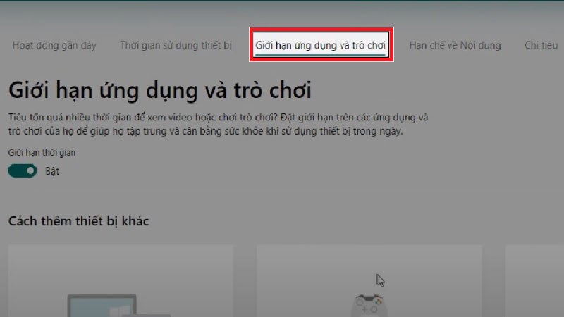 Mục Giới hạn ứng dụng và trò chơi