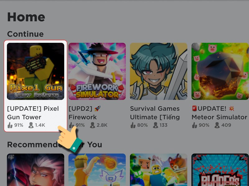 Mở game Pixel Gun Tower Defense&nbsp;