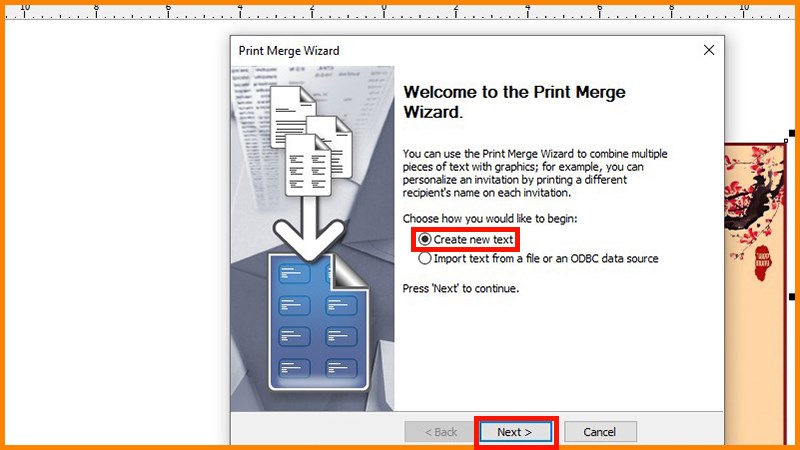 Chọn Create New Text