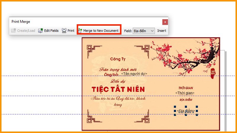 Ho&agrave;n tất qu&aacute; tr&igrave;nh trộn thư