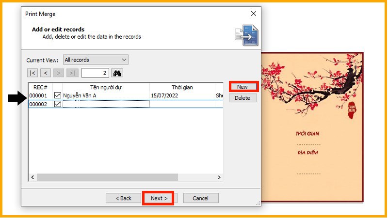 Nhập danh s&aacute;ch kh&aacute;ch mời, địa điểm,...