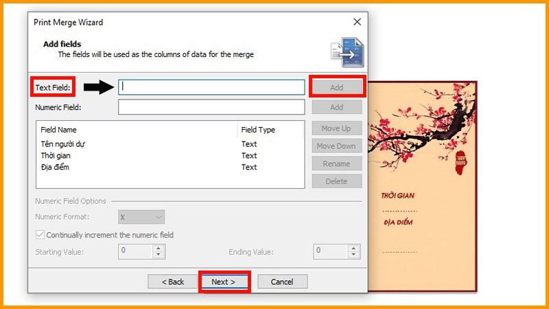 Nhập nội dung v&agrave;o c&aacute;c &ocirc;