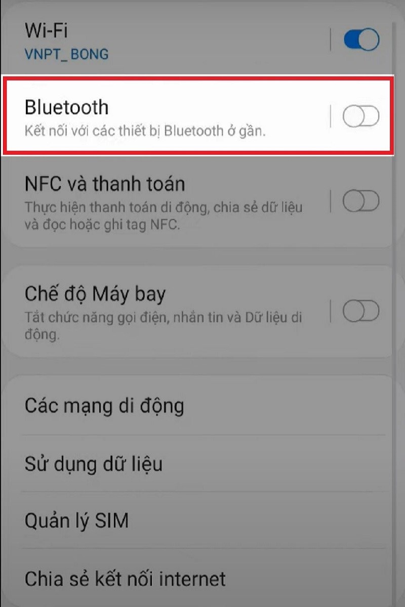 Bật Bluetooth