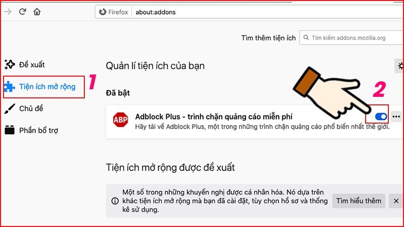 Tắt AdBlock trên FireFox