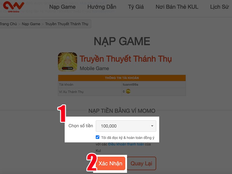 Chọn g&oacute;i nạp