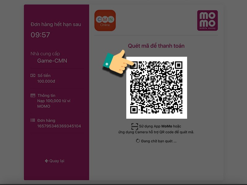 Qu&eacute;t m&atilde; QR để nạp