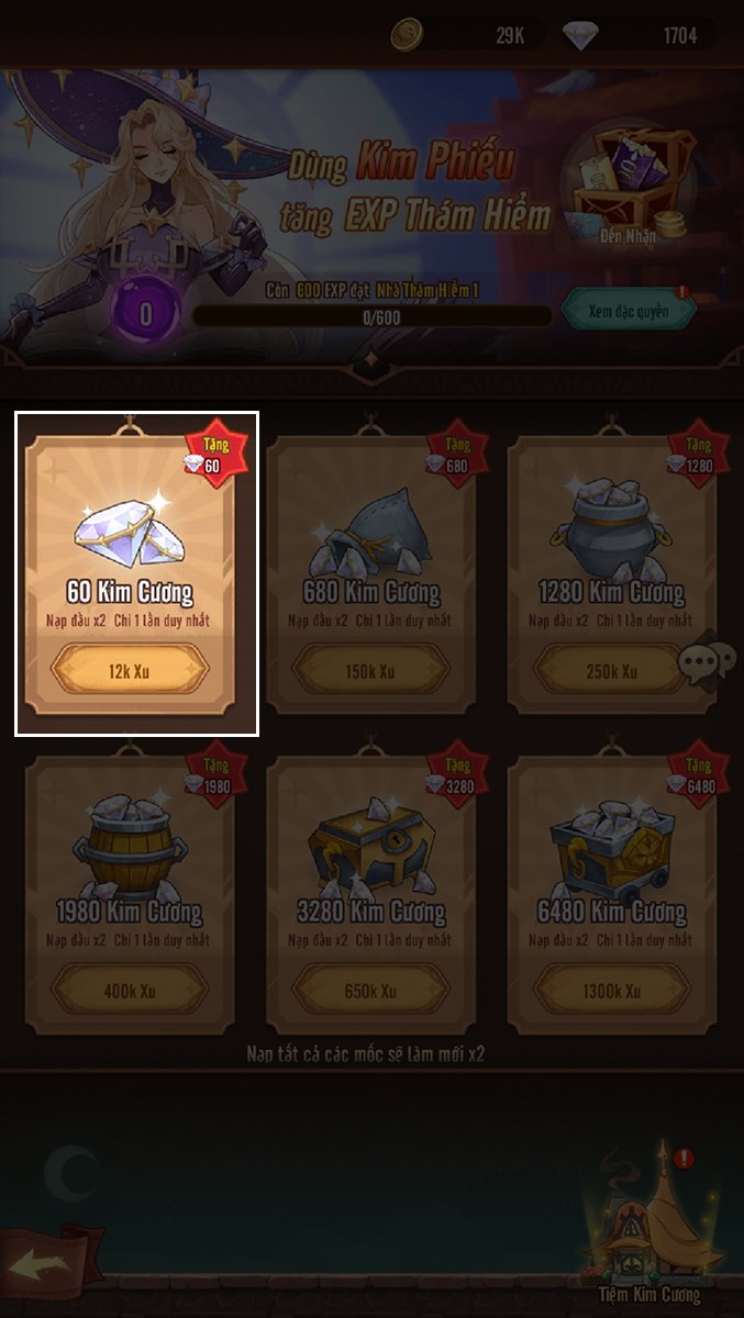 Chọn g&oacute;i nạp