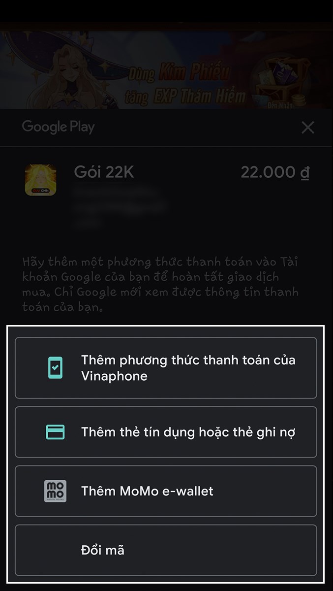 Chọn phương thức thanh to&aacute;n