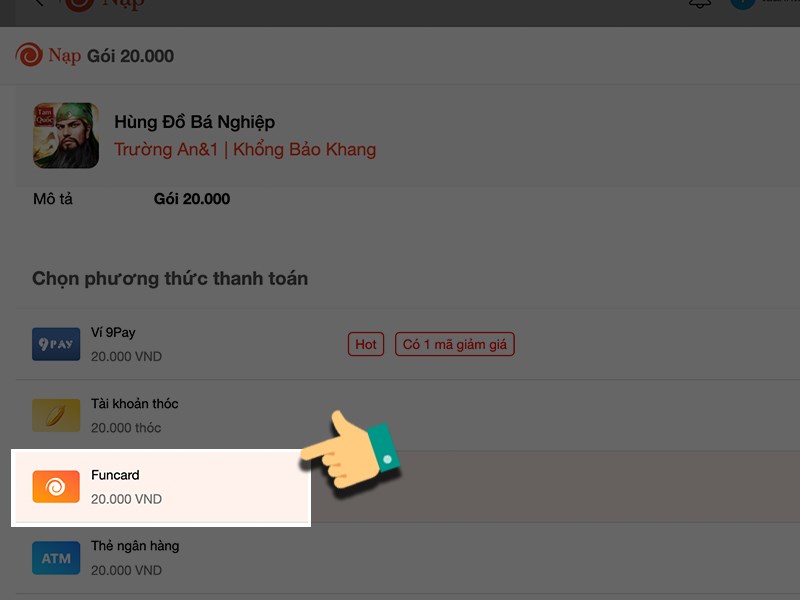 Chọn phương thức thanh toán