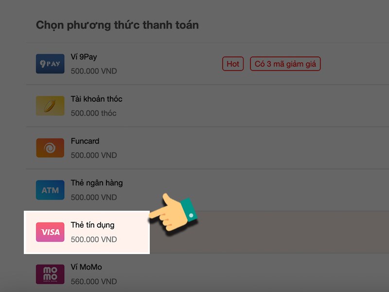 Chọn thẻ tín dụng
