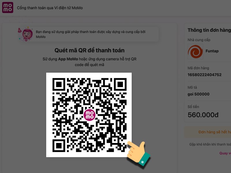 Quét mã QR để thanh toán