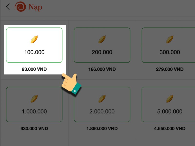 Chọn gói nạp