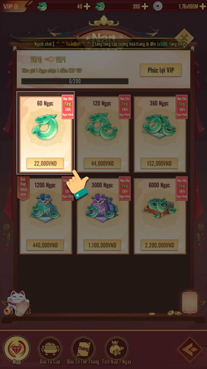 Chọn g&oacute;i nạp