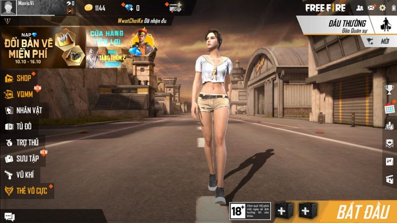Test tr&ecirc;n game Free Fire