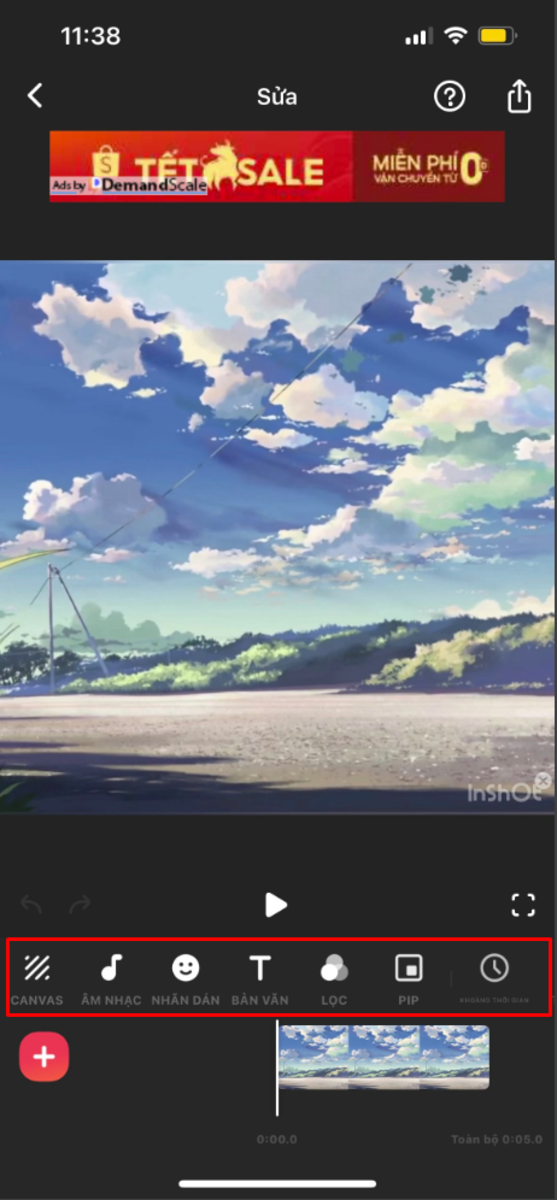 T&iacute;nh năng của Inshot