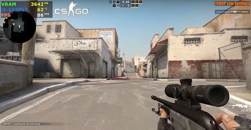 CS:GO đem lại 107 FPS với low setting/1080p.