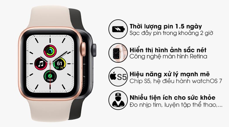 Apple Watch SE 40mm viền nhôm dây silicone