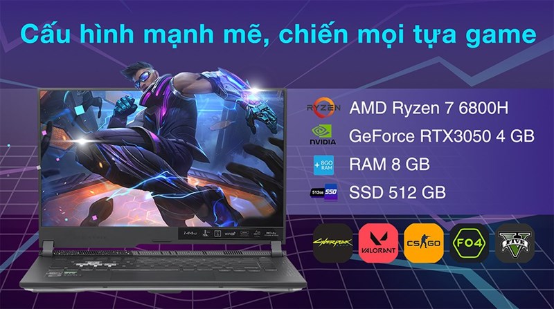Rog Strix G513R sử dụng RAM DDR5, c&oacute; thể n&acirc;ng cấp tối đa 32GB