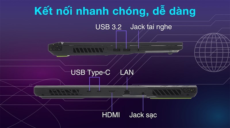 C&aacute;c vị tr&iacute; của những cổng kết nối Rog Strix G513R.