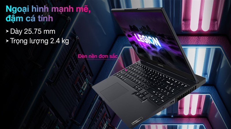 Lenovo Legion 5 c&oacute; thiết kế vu&ocirc;ng vức tạo ra cảm gi&aacute;c chắc chắn