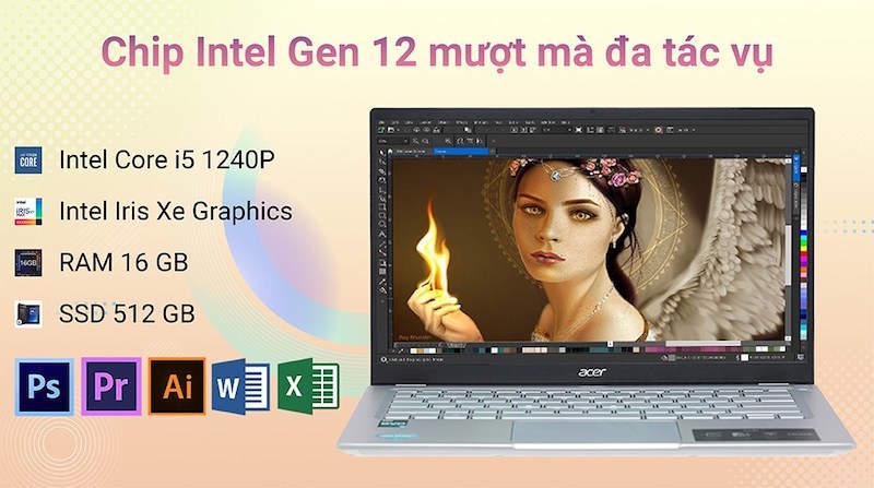 Chip Intel Gen 12 mang đến hiệu năng mượt mà cân mọi tác vụ